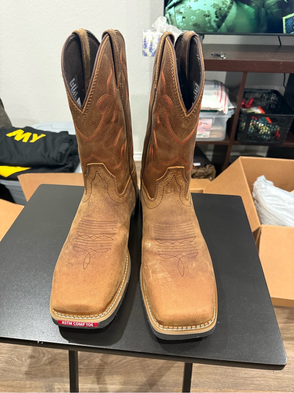 Justin Boots Tan Brown Leather Western Work Boots